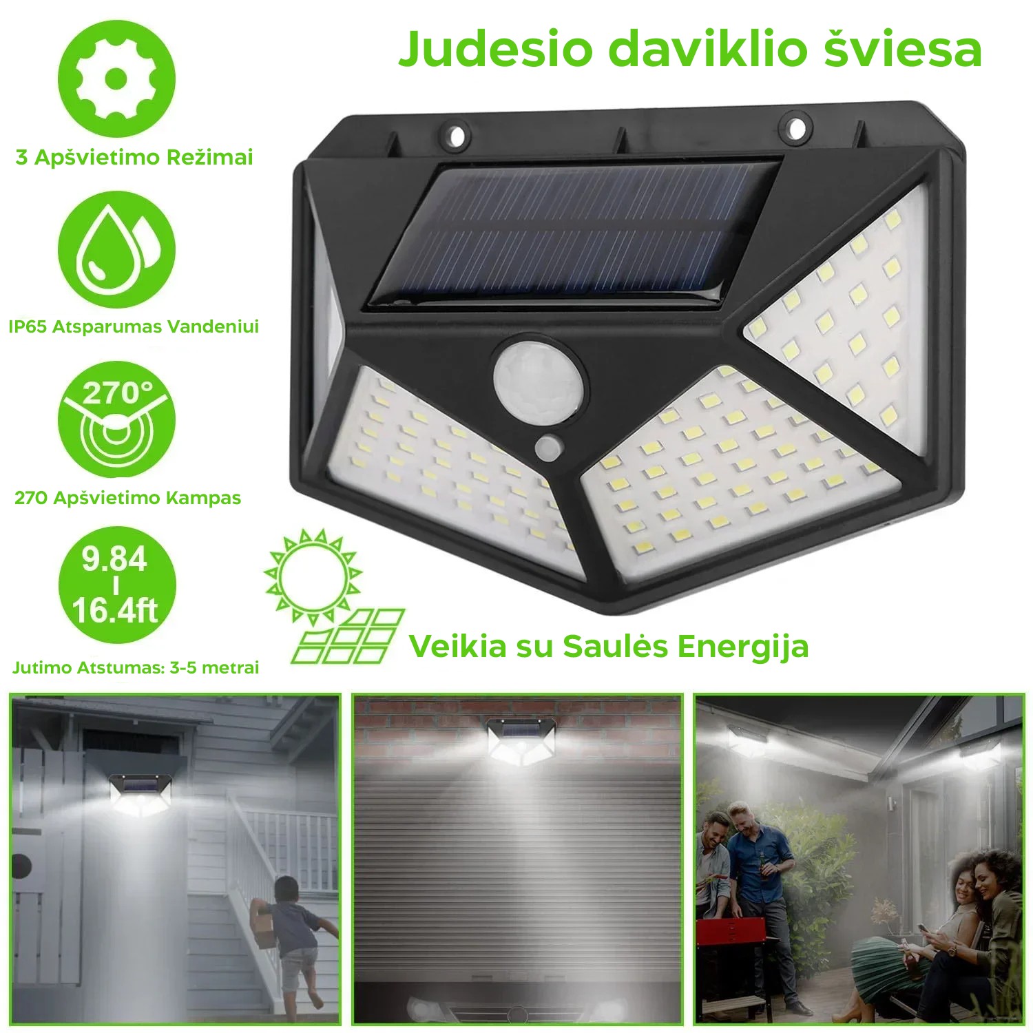Multifunkcinė Lempa Laukui – Sodo Dekoracija su LED, Judesio Jutikliu ir Saulės Energija