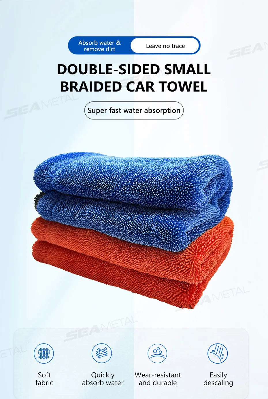 Ypač sugeriantis mikropluošto rankšluostis automobiliui (1200GSM)