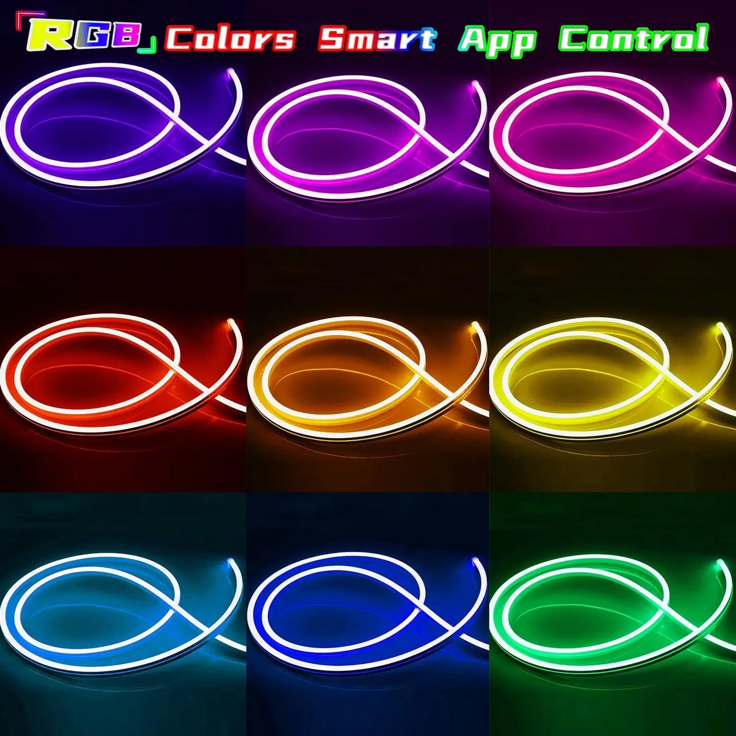 RGB neoninė LED juosta su valdymu per programėlę