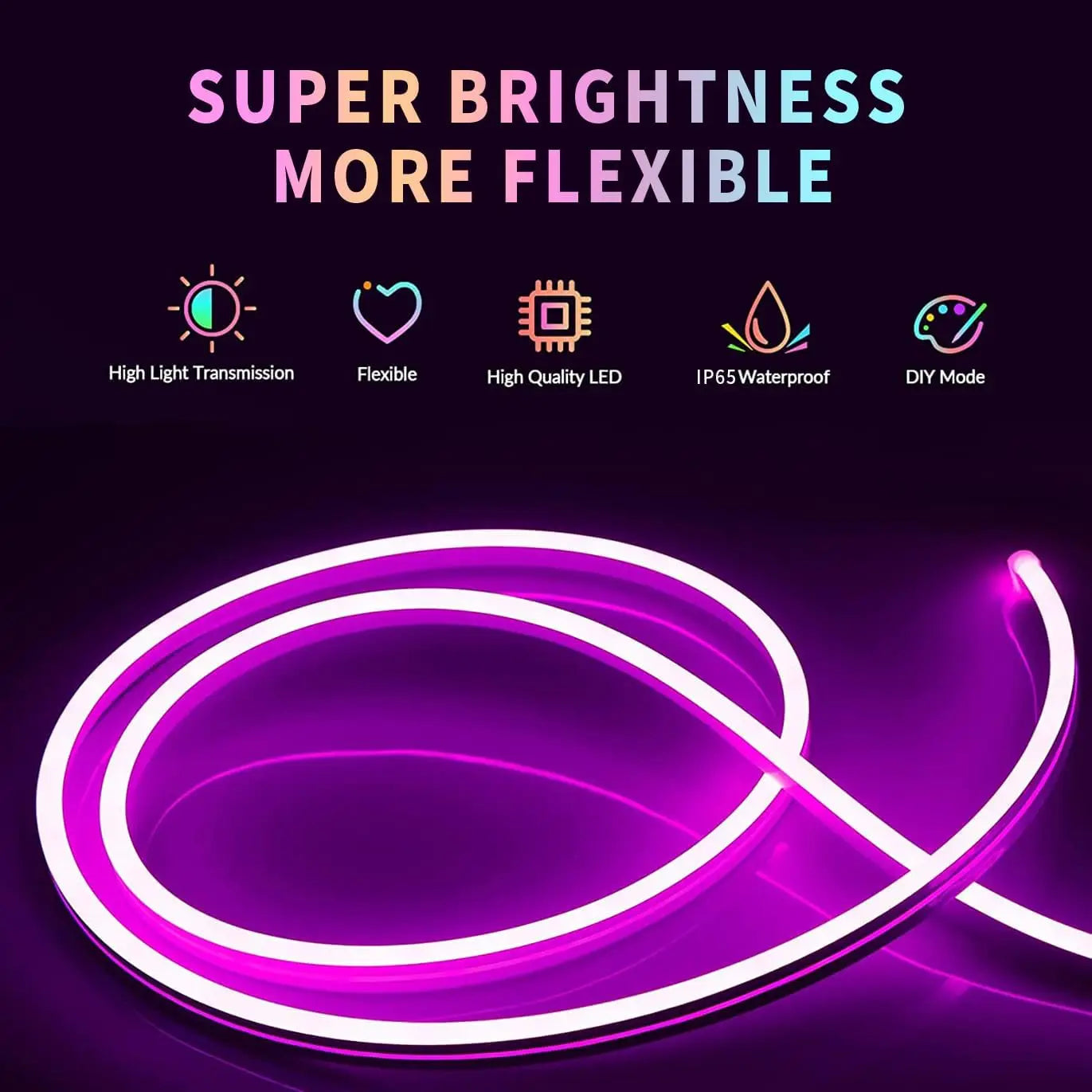 RGB neoninė LED juosta su valdymu per programėlę