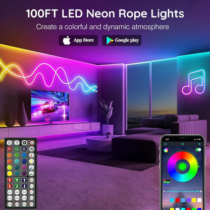RGB neoninė LED juosta su valdymu per programėlę
