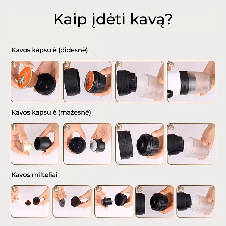 Kaip įdėti kavą į Techlume GO